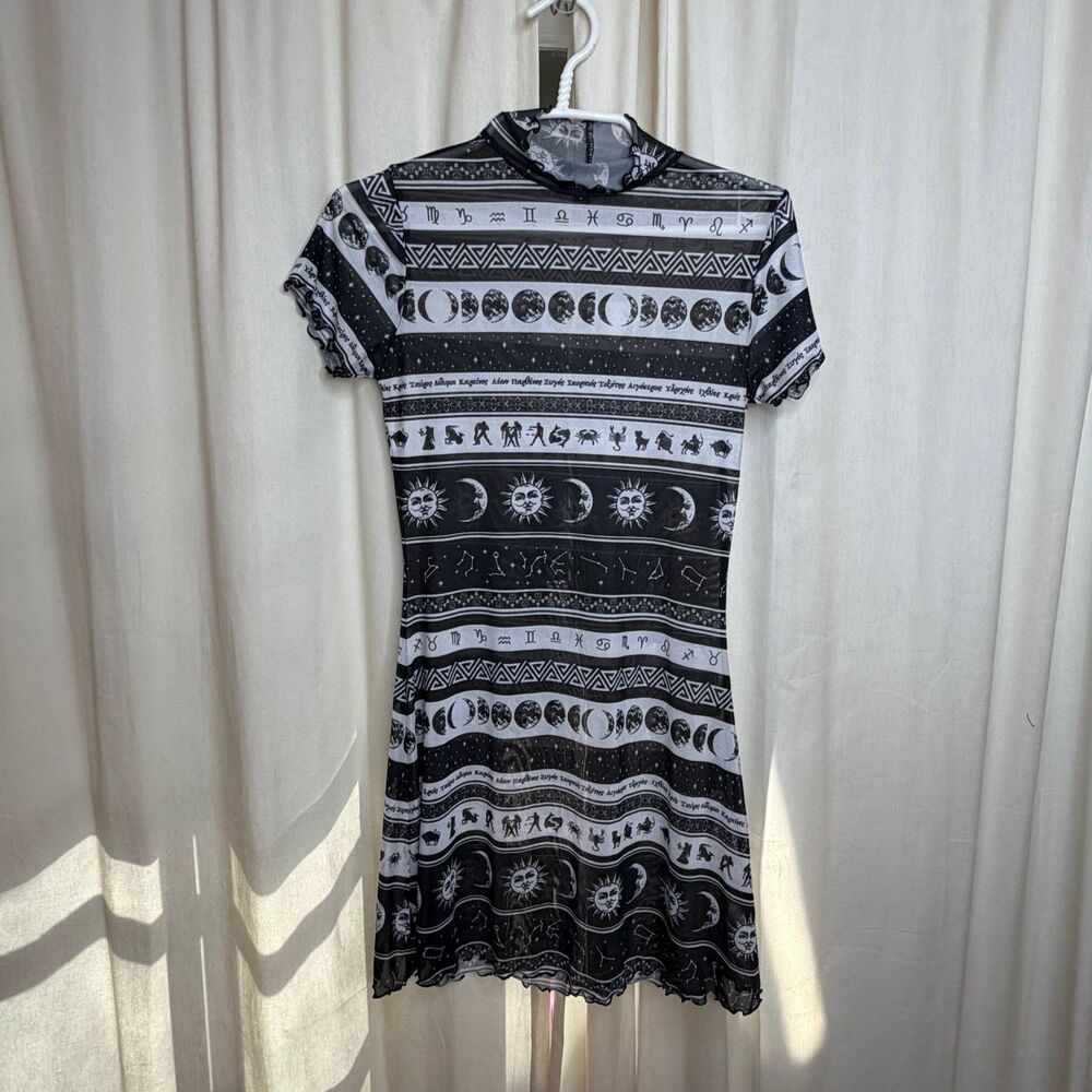 Dolls Kill Horoscopez size small celestial zodiac mesh mini dress astrological